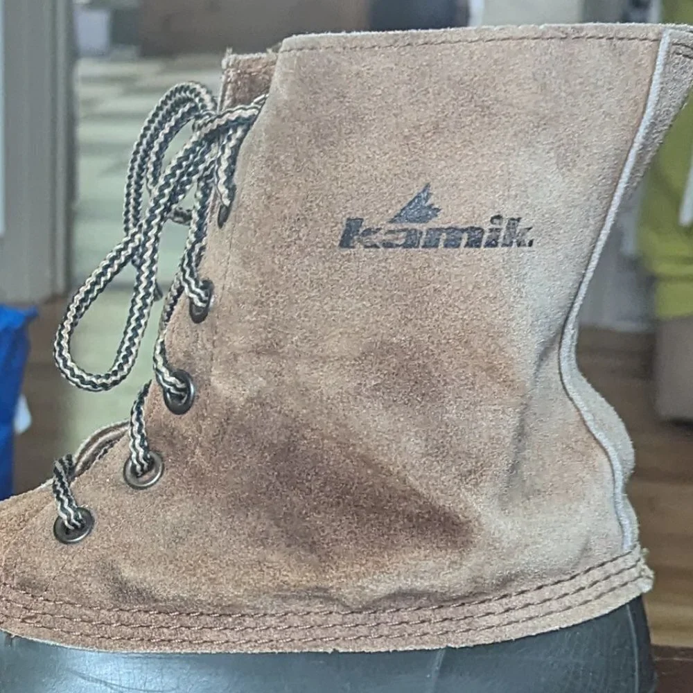 Kamik Duck Boots Waterproof Leather Rubber Lace‎ Up Unisex Canada Vintage